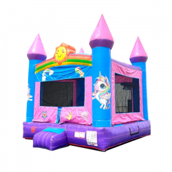 Lite Pink Smiley Face Castle Bounce House