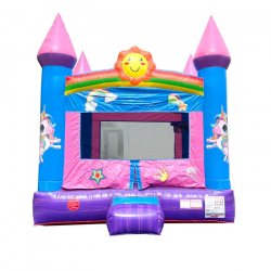 xbh pbpnkusf hb front 1 1715281144 Lite Pink Smiley Face Castle Bounce House