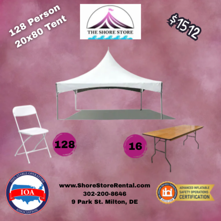20x80 Tent Package- Seating for 128 People